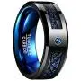 NUNCAD 6mm/8mm Tungsten Cabide Ring for Men Women Black Celtic Dragon and Blue Carbon Fiber Inlay Wedding Band Size 7-17 NUNCAD 6mm/8mm Tungsten Cabide Ring for Men Women Black Celtic Dragon and Blue Carbon Fiber Inlay Wedding Band Size 7-17