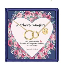 Iefil Mother Daughter Necklace, 14k Gold Filled Infinity Circle Necklace Gifts for Mother Daughter Initial Necklace Mother Daughter Gifts for Mother’s Day Thanksgiving Christmas Birthday