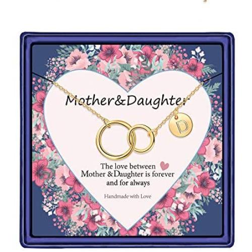 Iefil Mother Daughter Necklace, 14k Gold Filled Infinity Circle Necklace Gifts for Mother Daughter Initial Necklace Mother Daughter Gifts for Mother’s Day Thanksgiving Christmas Birthday