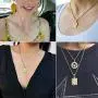 GoldChic Jewelry Tiny/Medium Square Initial Necklace for Women Men Girls, Dainty Letter Charm Necklaces (adjusts to 16-24 inch), Birthday with Gift Box - Customized Available