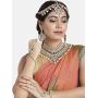 I Jewels Indian Wedding Traditional Gold Plated Kundan Ethnic Bridal Jewelry Set with Earrings, Nose Ring, Mathapatti & Haath Panja for Women