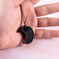 Bivei Tree of Life Crescent Moon Necklace Copper Wire Wrap Natural Gemstones Pendant Crystals and Healing Stones Necklace