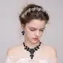 BriLove Womens Wedding Bridal Crystal Marquise Leaf Petal Flower Statement Necklace Dangle Earrings Set
