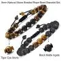 Tiger Eye Mens Bracelet Gifts - 8mm Tiger Eye Lava Rock Stone Mens Anxiety Bracelets, Stress Relief Adjustable Tiger Eye Bracelet Aromatherapy Essential Oil Diffuser Lava Bracelet Gifts for Men