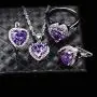 Uloveido Big Heart Shape Crystal Drop Pendant Necklace, Earrings and Rings Wedding Jewelry Set for Bridal Women Birthday Anniversary T481 Uloveido Big Heart Shape Crystal Drop Pendant Necklace, Earrings and Rings Wedding Jewelry Set for Bridal Women Birthday Anniversary T481