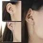 Sterling Silver Bar Stud Earrings Chain Dangle Thread Drop Cool Simple Round Cubic Zirconia for Valentines Anniversary Birthday Gifts Jewelry for Girl Teen Women Mom