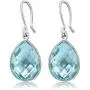 Gem Stone King 925 Sterling Silver Blue Topaz Dangle Earrings For Women (18.00 Cttw Gemstone Birthstone Pear Shape Teardrop 16X12MM)