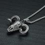 UMtrade Classic Jewelry Mens Stainless Steel Rams Head Sheep Skull Skeleton Pendant Necklace