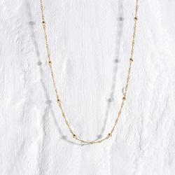 Gold Dainty Heart/Pearl/Cross Choker Necklace,14K Gold Plated Tiny Delicate Bead Link Wave Chain Minimalist Choker Necklace for Women