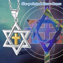 Silvora Sterling Silver Star of David Pendant Necklace with 22 in Rolo Chain Megan Cross Jewelry for Women