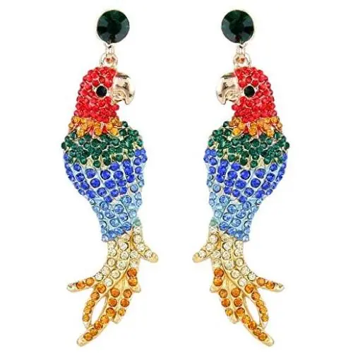 EVER FAITH Womens Austrian Crystal Art Deco Parrot Pet Bird Pierced Dangle Earrings Gold-Tone EVER FAITH Womens Austrian Crystal Art Deco Parrot Pet Bird Pierced Dangle Earrings Gold-Tone