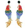 EVER FAITH Womens Austrian Crystal Art Deco Parrot Pet Bird Pierced Dangle Earrings Gold-Tone
