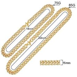 HaHaGirl Cuban Link Chain for Men Iced Out,Gold Silver Finish Rhinestones Cuban Link Chain Miami Choker Necklace Bracelet,Cz Prong Set,Fashion Accessory for Hip Hop Lovers