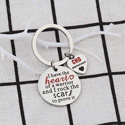 BAUNA CHD Keychain Heart Disease Gift I Have The Heart of A Warrior and I Rock The Scar to Prove It Congenital Heart Defect Warrior Survivor Jewelry Gift