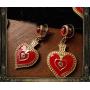 Queen of Hearts Costume Red Heart Earrings and Choker Necklace Halloween Costume for Queen of Hearts Halloween Dangle Drop Earrings and Black Choker Vintage Accessories Jewelry for Women Girls