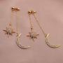 Zuo Bao Dainty Crescent Earrings Sunburstand and Moon Dangle Drop Earrings Celestial Galaxy Jewelry