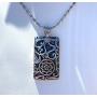 Lotus Star Ornate Dog Tag Heavyweight Pendant 24'' Long Necklace