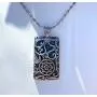 Lotus Star Ornate Dog Tag Heavyweight Pendant 24'' Long Necklace Lotus Star Ornate Dog Tag Heavyweight Pendant 24'' Long Necklace
