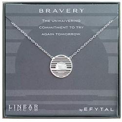 EFYTAL Inspirational Gifts, 925 Sterling Silver Bravery Linear Necklace, Geometric Pendant Jewelry for Women, Motivational Gift Ideas for Her, Best Friend