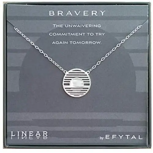 EFYTAL Inspirational Gifts, 925 Sterling Silver Bravery Linear Necklace, Geometric Pendant Jewelry for Women, Motivational Gift Ideas for Her, Best Friend EFYTAL Inspirational Gifts, 925 Sterling Silver Bravery Linear Necklace, Geometric Pendant Jewelry for Women, Motivational Gift Ideas for Her, Best Friend