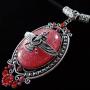Asoodehdelan Antique Silver Red Farvahar Necklace Iranian Persian Gift Iran Zoroastrian Faravahar Art