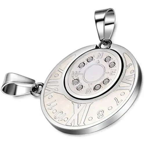 Cupimatch 2PCS Couple Necklace Stainless Steel Numeral Compass Sun& Moon Matching Pendant with Chain (Necklaces) Cupimatch 2PCS Couple Necklace Stainless Steel Numeral Compass Sun& Moon Matching Pendant with Chain (Necklaces)
