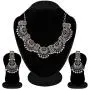 Aheli Ethnic Fashion Designer Dual Tone Silver Plated Red Stone Choker Style Necklace Earring Set for Women Girls Aheli Ethnic Fashion Designer Dual Tone Silver Plated Red Stone Choker Style Necklace Earring Set for Women Girls