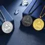 beautlace Evil Eyes Triangle Necklace Silver/18K Gold/Black Gun Plated Round Coin Pendant Jewelry Gifts for Men and Women KP0140 beautlace Evil Eyes Triangle Necklace Silver/18K Gold/Black Gun Plated Round Coin Pendant Jewelry Gifts for Men and Women KP0140