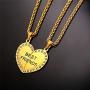U7 Best Friend Necklace for 2 BFF Friendship Jewelry Stainless Steel Heart Shape Pendant Custom Engrave Name/Date/Text Couple Matching Set for Men Women, Chain 22''+2'' Extender