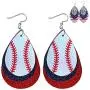 Baseball Earrings for Women - SET OF TWO - 3-Layered Faux Leather Statement Earrings - Baseball Jewelry for Mom - Baseball Mom Accessories - PU & Glitter - Stars & Strips Dangle - Mall of Style