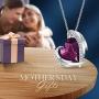 CDE Love Heart Pendant Necklaces for Women Silver Tone Rose Gold Tone Crystals Birthstone Valentines Day Jewelry Gifts for Women Party/Anniversary Day/Birthday