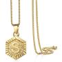 Hermah Gold Plated Charm Pendant Box Link Necklace Initital Capital Letter A-Z Mens Womens Pendant Hexagon Charm 22inch