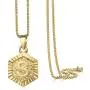 Hermah Gold Plated Charm Pendant Box Link Necklace Initital Capital Letter A-Z Mens Womens Pendant Hexagon Charm 22inch
