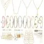 FIBO STEEL 4 Pcs Necklaces,24 Pairs Stud Dangle Earrings,10 Pcs Chain Bangle Bracelets Set for Women Fashion Gold Necklace Jewelry Set FIBO STEEL 4 Pcs Necklaces,24 Pairs Stud Dangle Earrings,10 Pcs Chain Bangle Bracelets Set for Women Fashion Gold Necklace Jewelry Set