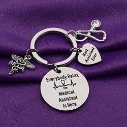 PENQI Medical Assistant Keychain MA Gift Everybody Relax The Medical Assistant is Here Keychain Medical Assistant Appreciation Gift Thank You Gift