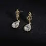 Womens Cubic Zirconia Bridal Earring - Elegant Gold Plated Teardrop Cluster Floral Leaf CZ Crystal Rhinestone Wedding Earring for Bride