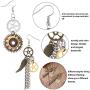8 Pairs Steampunk Drop Earrings Gear Dangle Earrings Antique Clockwork Earrings Vintage Mix-tone Earrings for Women Girls