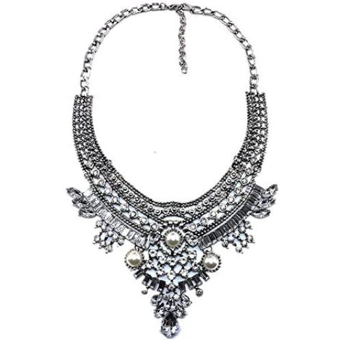 Lovage Vintage Anti Silver Tone Long Boho Statement Necklace Bohemian Indian Jewelry for Women