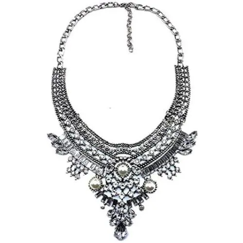 Lovage Vintage Anti Silver Tone Long Boho Statement Necklace Bohemian Indian Jewelry for Women