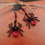 RareLove Gothic Halloween Costumes Earrings Black Spider with Red Rhinestone Dangle Earrings For Women Girls Alloy Plated