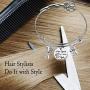 HOLLP Expandable Hairdresser Bracelet Hair Stylist Gift Hair Stylists Do It with Style Jewelry Scissor Bangle Bracelets with Comb Hair Drier Charm Graduation Gift
