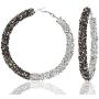 4 Pairs Glitter Hoop Earrings Bohemian Sparkle Resin Rhinestone Crystal Wrapped Geometric Big Round Circle Shiny Dangle Earrings Goldplated Scrub Drop Earring for Women Girls Wedding Party Jewelry