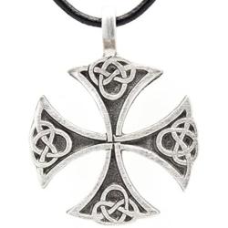 Trilogy Jewelry Pewter Classic Celtic Iron Cross Pendant on Leather Necklace