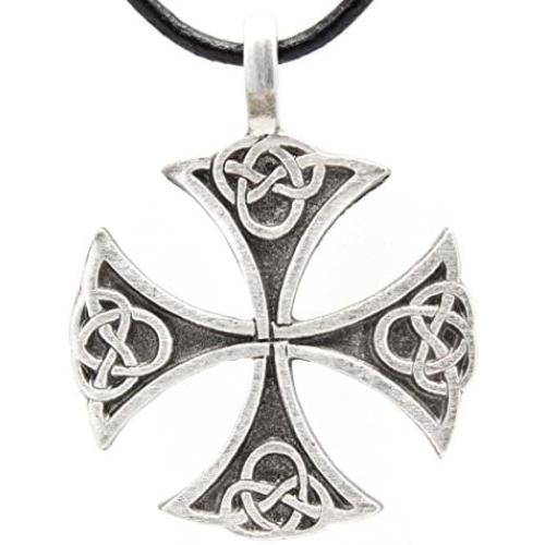 Trilogy Jewelry Pewter Classic Celtic Iron Cross Pendant on Leather Necklace