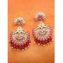 Crunchy Fashion Bollywood Jewellery Traditional Ethnic Bridal Bride Wedding Bridesmaid Rani Pink Meenakari/Hand Painted Chandbaali Indian Earrings Jewelry For Women