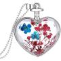 YAZILIND Platinum Plated DIY Dried Flower Heart Lockets Pendant Chain Necklace Jewelry Gift