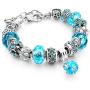 Capital Charms Purple Blue Pink Hearts Silver Plated Charm Bracelets for Women and Teen Girls, Jewelry Gifts Set with Beads and Snake Chain Extender, Adjustable Bracelet 7.5''+1.5''
