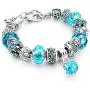 Capital Charms Purple Blue Pink Hearts Silver Plated Charm Bracelets for Women and Teen Girls, Jewelry Gifts Set with Beads and Snake Chain Extender, Adjustable Bracelet 7.5''+1.5''
