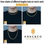 KRKC&CO 7mm Figaro Chain Necklace for Men, 18K Gold Plated Stainless Steel Anti-Tarnish Anti-Allergies Hip Hop Rapper Chain Necklace for Men, 18 20 24 inches