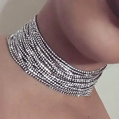 Sethain Punk Layered Rhinestone Choker Necklace Gold Shiny Crystal Collar Necklaces Party Jewelry Accessories for Women and Girls Sethain Punk Layered Rhinestone Choker Necklace Gold Shiny Crystal Collar Necklaces Party Jewelry Accessories for Women and Girls